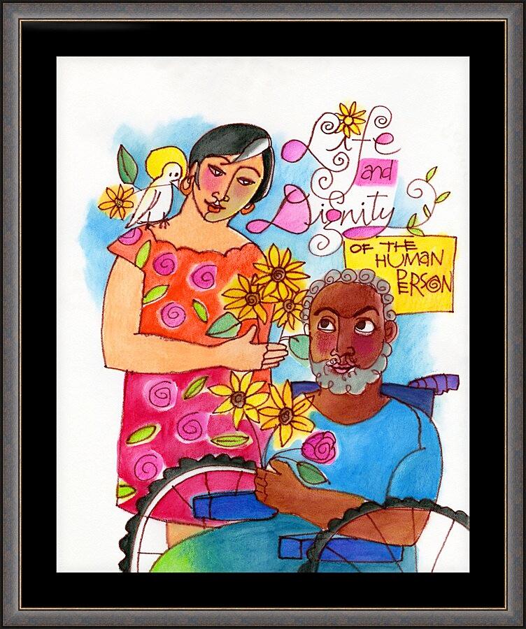 Wall Frame Espresso, Matted - Life and Dignity of the Human Person by Br. Mickey McGrath, OSFS - Trinity Stores