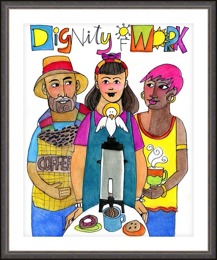 Wall Frame Espresso, Matted - Dignity of Work by Br. Mickey McGrath, OSFS - Trinity Stores