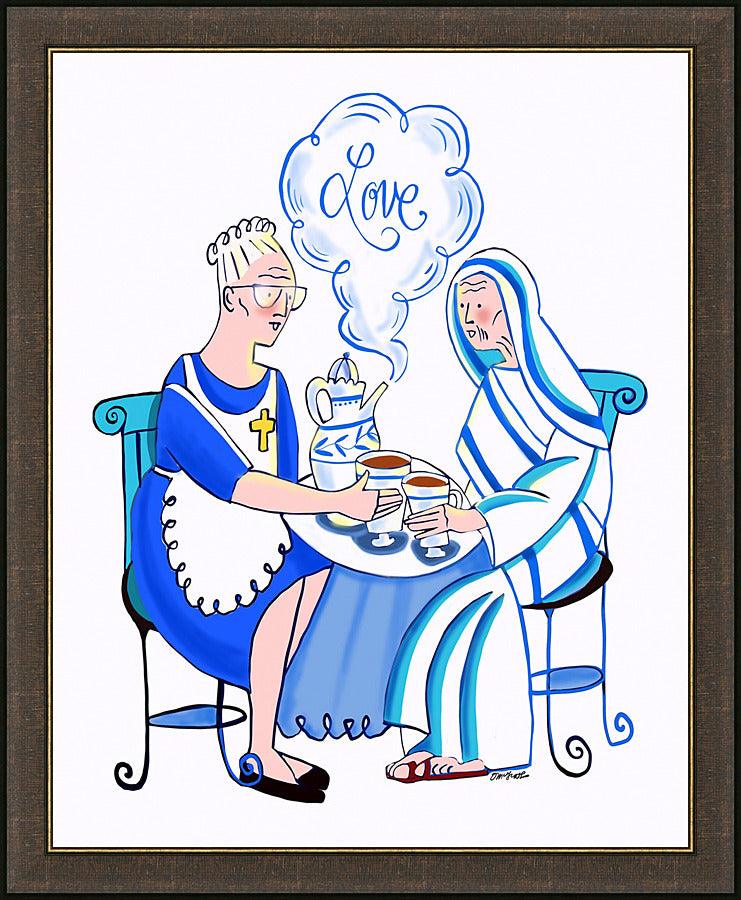 Wall Frame Espresso - Dorothy Day and St. Teresa of Calcutta by Br. Mickey McGrath, OSFS - Trinity Stores