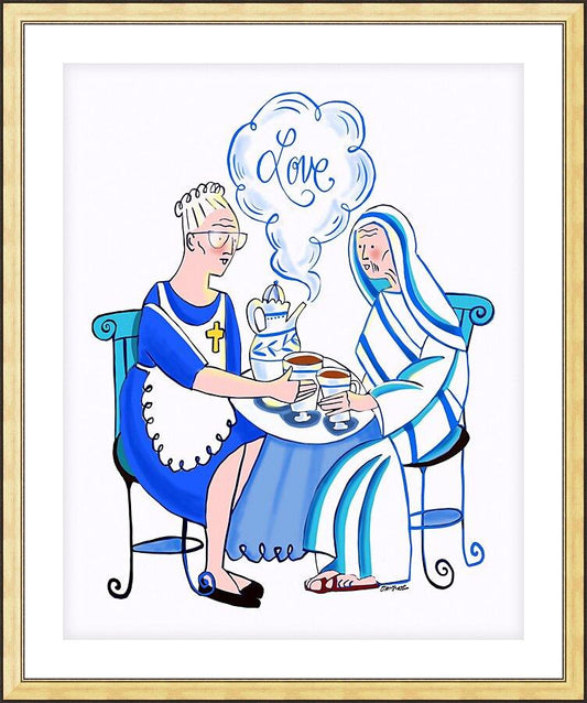 Wall Frame Gold, Matted - Dorothy Day and St. Teresa of Calcutta by Br. Mickey McGrath, OSFS - Trinity Stores