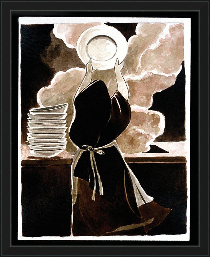 Wall Frame Black - St. Thérèse Doing the Dishes by Br. Mickey McGrath, OSFS - Trinity Stores