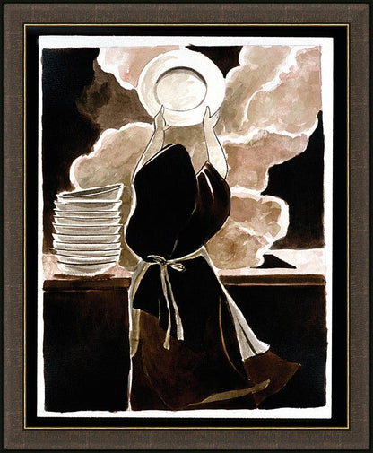 Wall Frame Espresso - St. Thérèse Doing the Dishes by Br. Mickey McGrath, OSFS - Trinity Stores