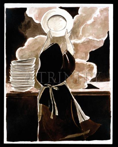 Wall Frame Black, Matted - St. Thérèse Doing the Dishes by Br. Mickey McGrath, OSFS - Trinity Stores