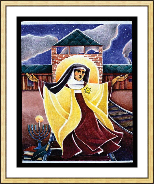 Wall Frame Gold, Matted - St. Edith Stein by Br. Mickey McGrath, OSFS - Trinity Stores
