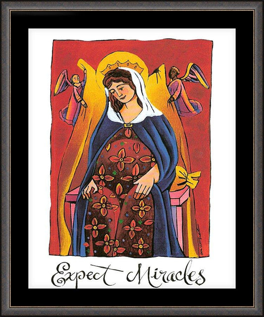 Wall Frame Espresso, Matted - Mary: Expect Miracles by Br. Mickey McGrath, OSFS - Trinity Stores