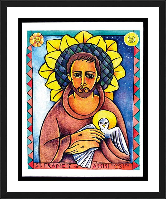 Wall Frame Black, Matted - St. Francis of Assisi by Br. Mickey McGrath, OSFS - Trinity Stores
