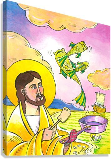 Canvas Print - Jesus: Fish Fry With Friends by Br. Mickey McGrath, OSFS - Trinity Stores
