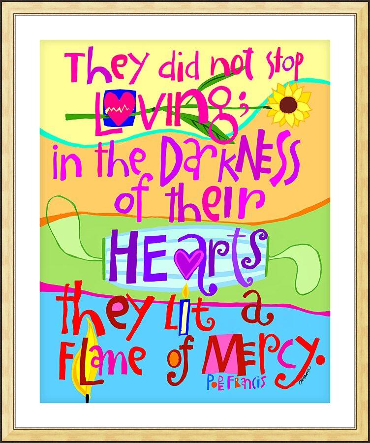 Wall Frame Gold, Matted - Flame of Mercy by Br. Mickey McGrath, OSFS - Trinity Stores