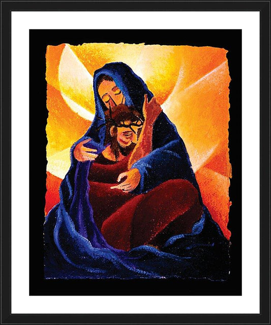 Wall Frame Black, Matted - 4th Station, Jesus Meets His Mother by Br. Mickey McGrath, OSFS - Trinity Stores