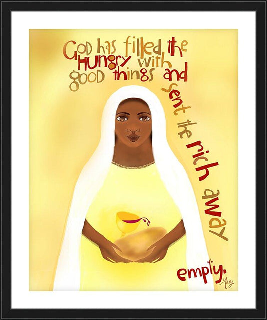 Wall Frame Black, Matted - Mary's Song - Fill the Hungry by Br. Mickey McGrath, OSFS - Trinity Stores