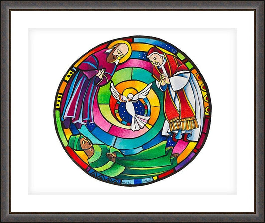 Wall Frame Espresso, Matted - St. Francis de Sales, Thea Bowman, St. John XXIII Mandala by Br. Mickey McGrath, OSFS - Trinity Stores