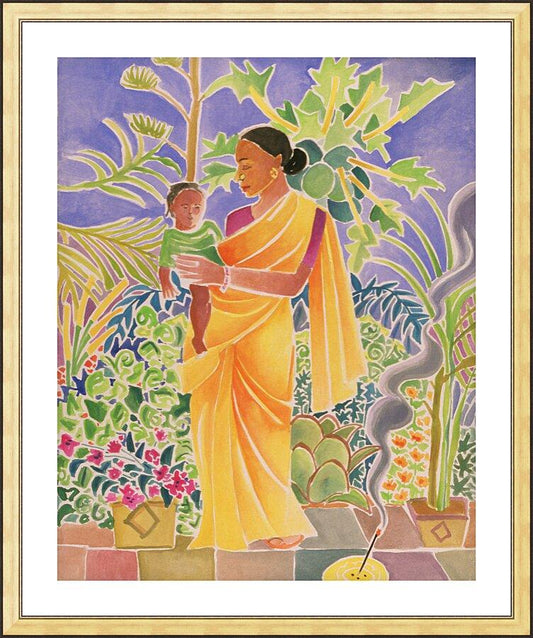 Wall Frame Gold, Matted - Garden Madonna by Br. Mickey McGrath, OSFS - Trinity Stores