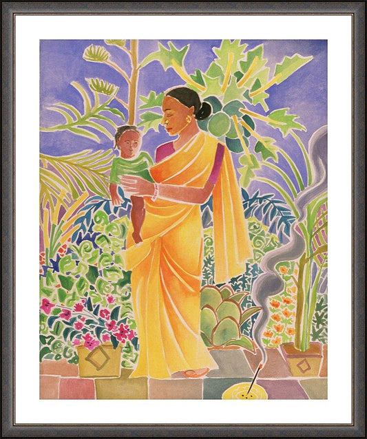 Wall Frame Espresso, Matted - Garden Madonna by Br. Mickey McGrath, OSFS - Trinity Stores