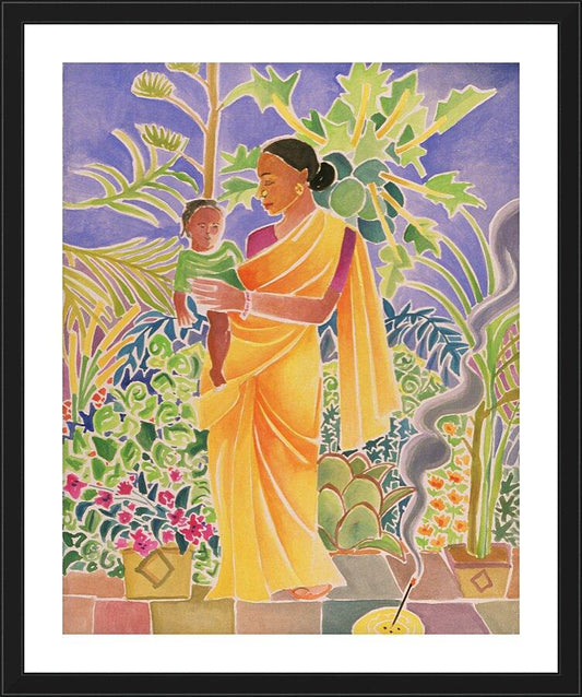 Wall Frame Black, Matted - Garden Madonna by Br. Mickey McGrath, OSFS - Trinity Stores