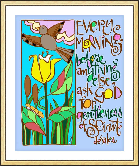 Wall Frame Gold, Matted - Gentleness of Spirit by Br. Mickey McGrath, OSFS - Trinity Stores