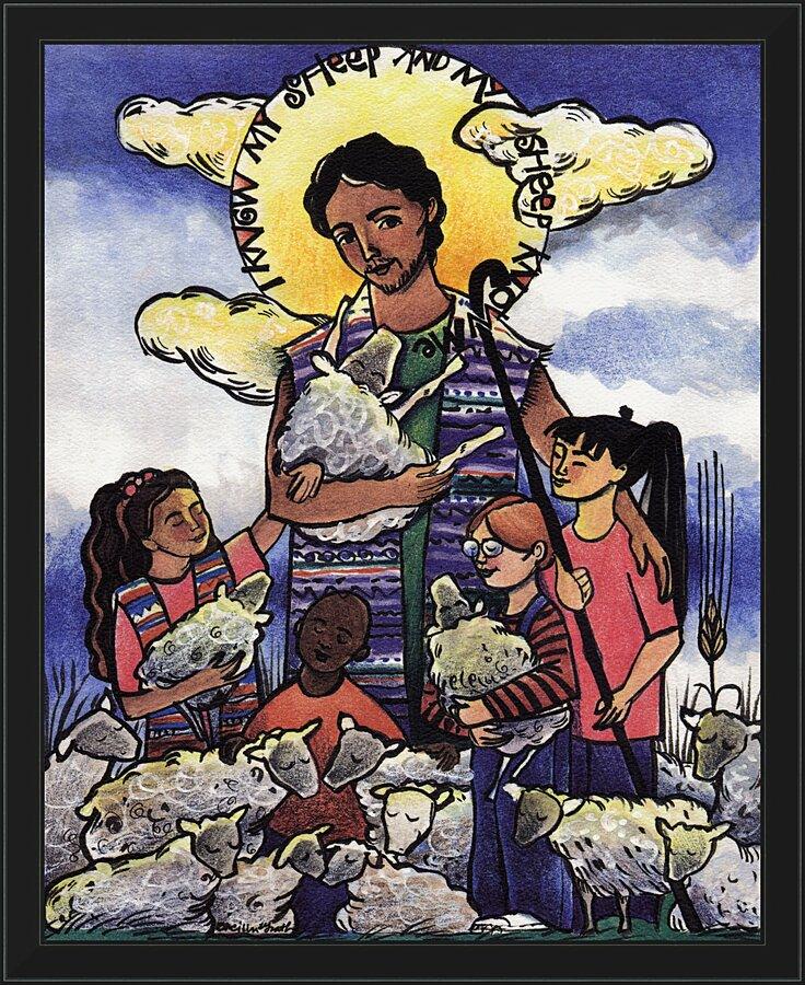 Wall Frame Black - Good Shepherd by Br. Mickey McGrath, OSFS - Trinity Stores