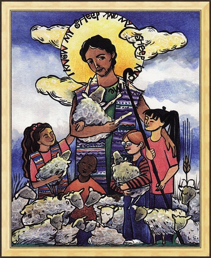 Wall Frame Gold - Good Shepherd by Br. Mickey McGrath, OSFS - Trinity Stores