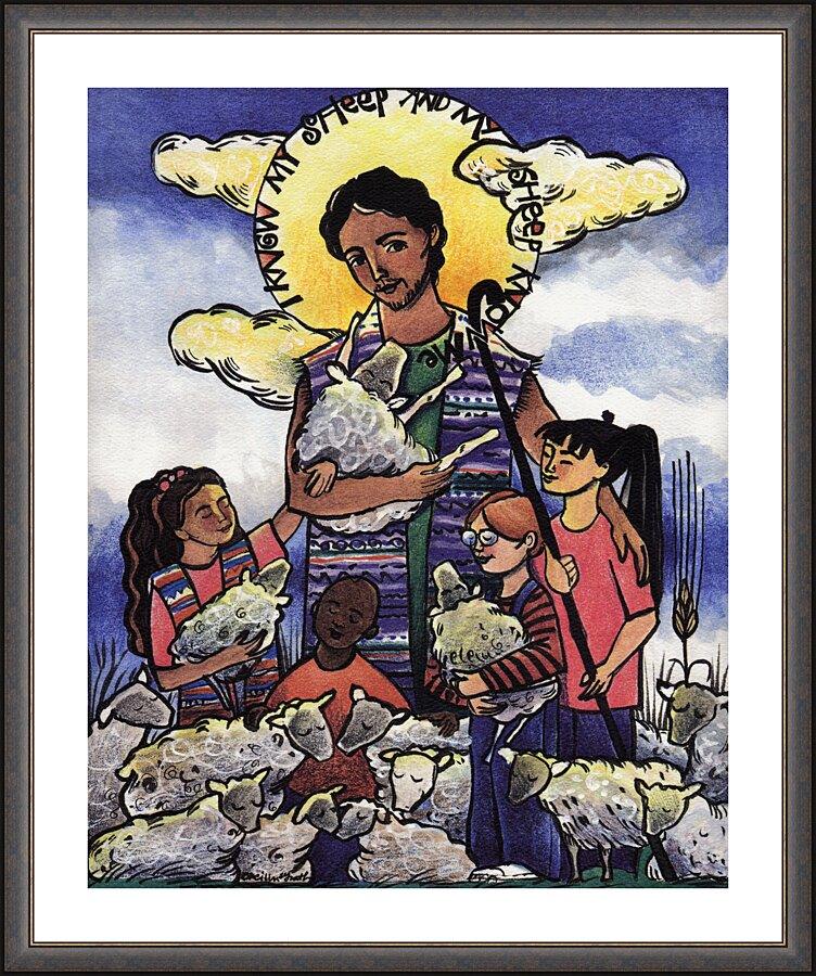 Wall Frame Espresso, Matted - Good Shepherd by Br. Mickey McGrath, OSFS - Trinity Stores