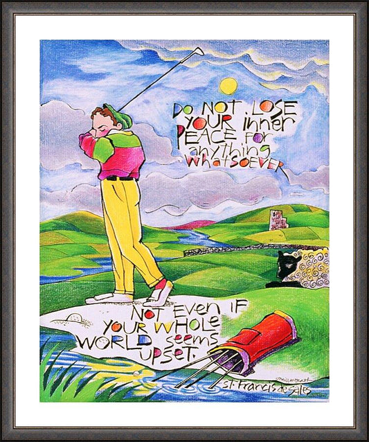 Wall Frame Espresso, Matted - Golfer: Do Not Lose Your Inner Peace by Br. Mickey McGrath, OSFS - Trinity Stores