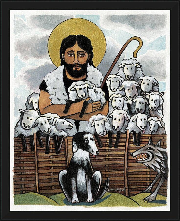 Wall Frame Black - Good Shepherd by Br. Mickey McGrath, OSFS - Trinity Stores