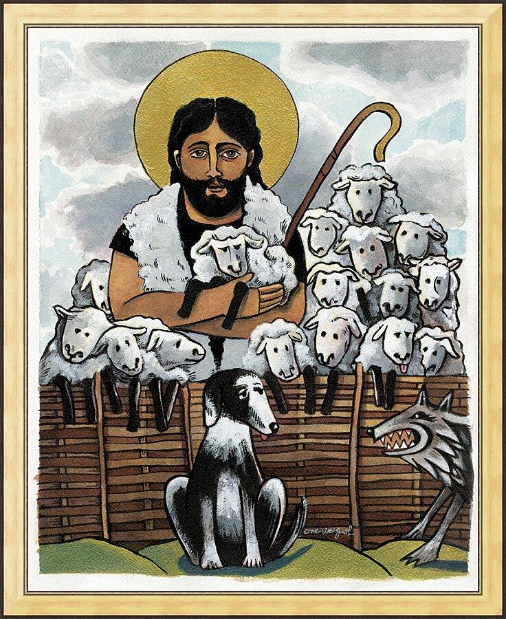 Wall Frame Gold - Good Shepherd by Br. Mickey McGrath, OSFS - Trinity Stores