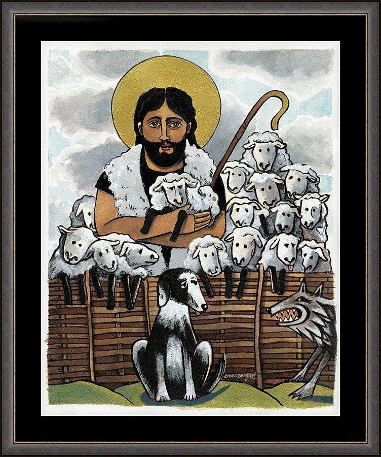 Wall Frame Espresso, Matted - Good Shepherd by Br. Mickey McGrath, OSFS - Trinity Stores