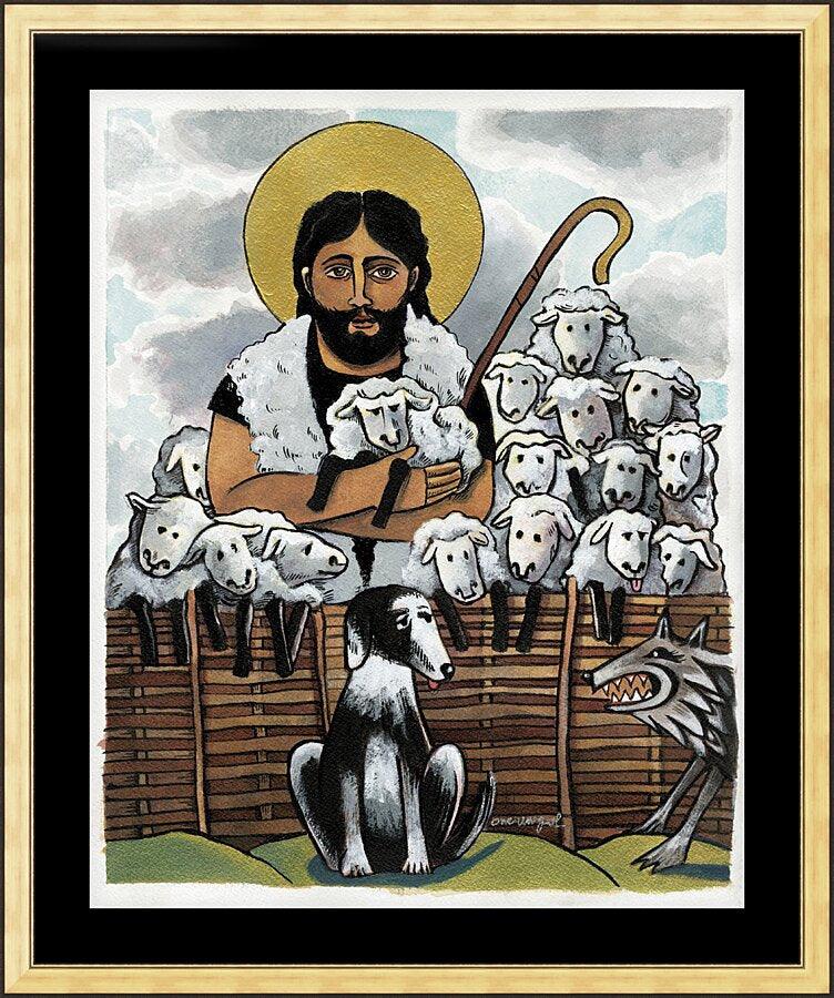 Wall Frame Gold, Matted - Good Shepherd by Br. Mickey McGrath, OSFS - Trinity Stores
