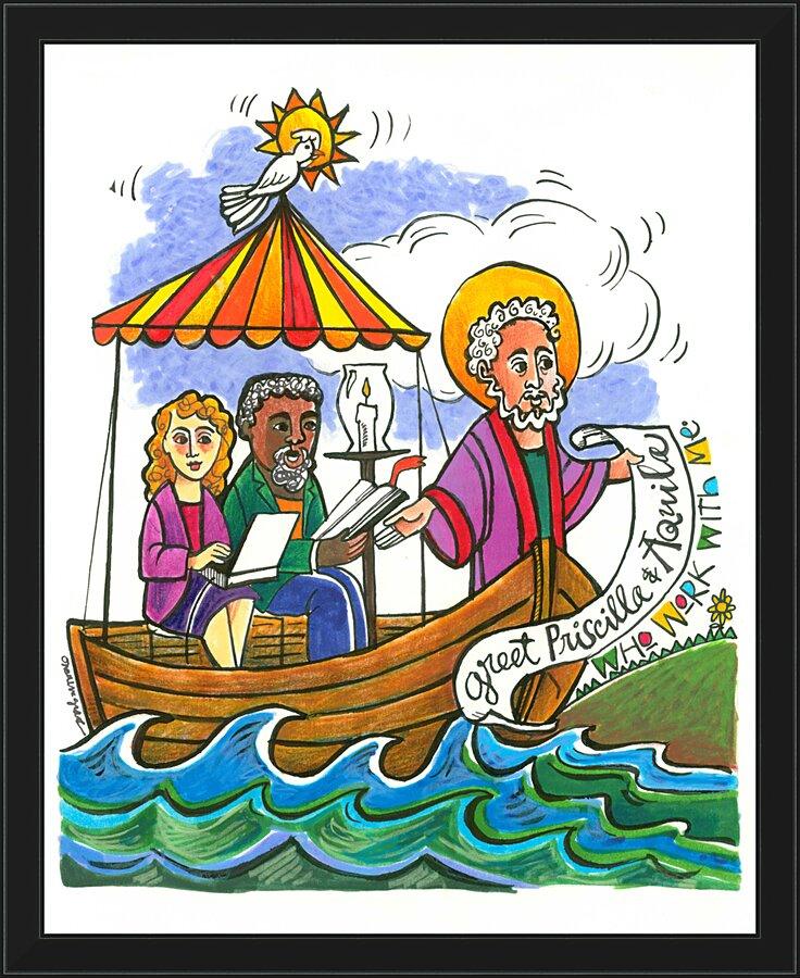 Wall Frame Black - St. Paul: Greet Sts. Priscilla and Aquila by Br. Mickey McGrath, OSFS - Trinity Stores
