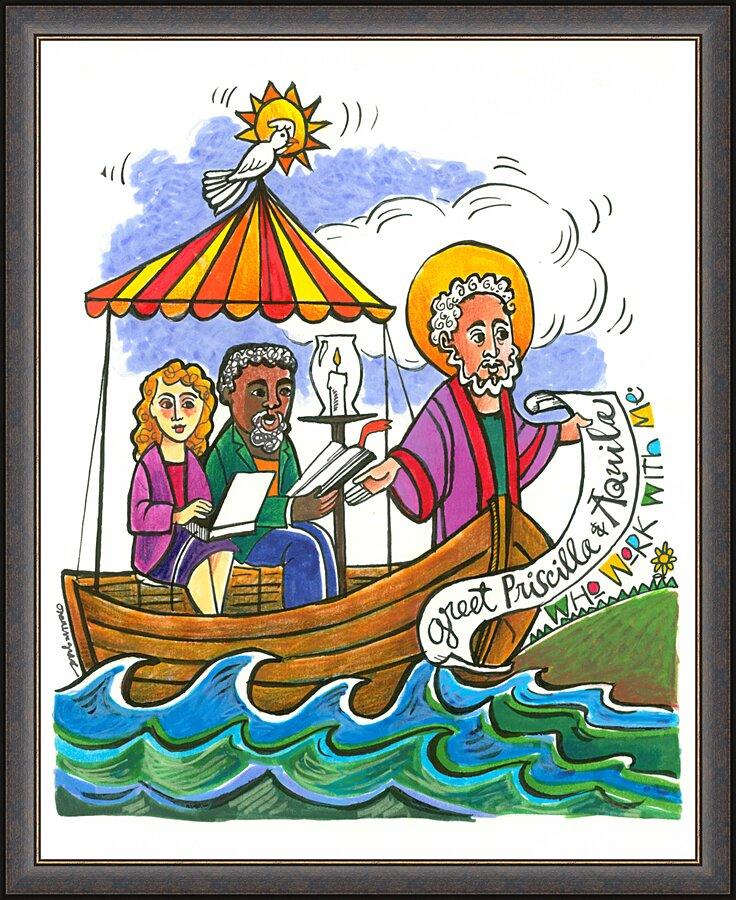 Wall Frame Espresso - St. Paul: Greet Sts. Priscilla and Aquila by Br. Mickey McGrath, OSFS - Trinity Stores