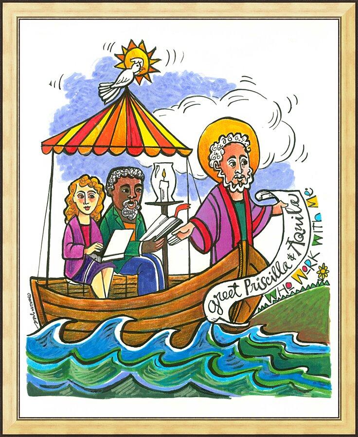 Wall Frame Gold - St. Paul: Greet Sts. Priscilla and Aquila by Br. Mickey McGrath, OSFS - Trinity Stores