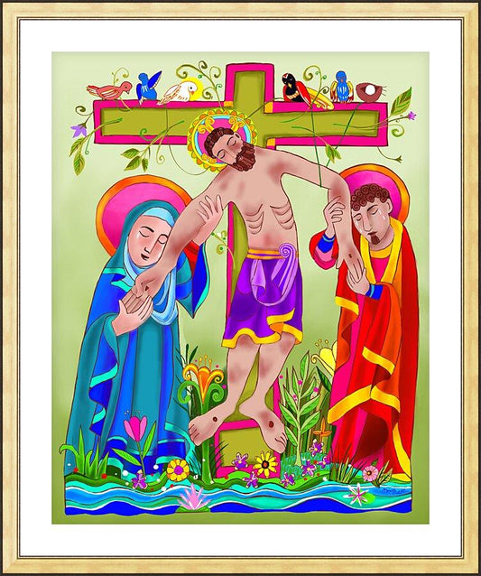 Wall Frame Gold, Matted - Garden of the Crucifixion by Br. Mickey McGrath, OSFS - Trinity Stores