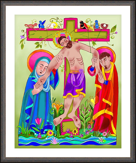 Wall Frame Espresso, Matted - Garden of the Crucifixion by Br. Mickey McGrath, OSFS - Trinity Stores