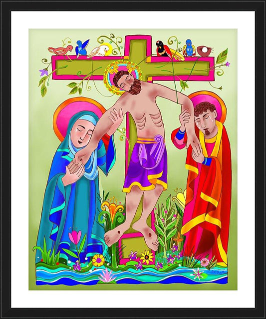 Wall Frame Black, Matted - Garden of the Crucifixion by Br. Mickey McGrath, OSFS - Trinity Stores