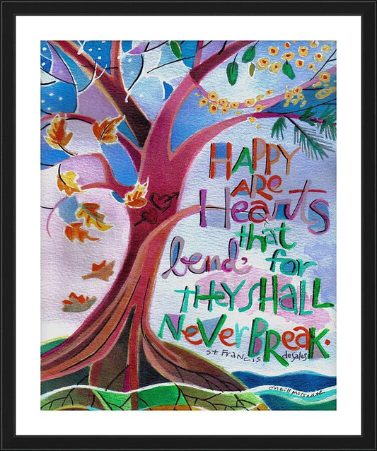 Wall Frame Black, Matted - Happy Are Hearts That Bend by Br. Mickey McGrath, OSFS - Trinity Stores