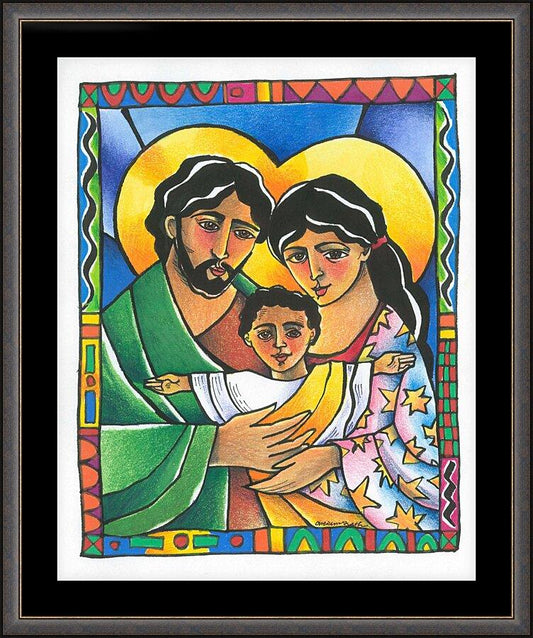 Wall Frame Espresso, Matted - Holy Family by Br. Mickey McGrath, OSFS - Trinity Stores