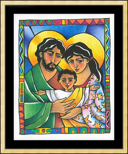 Wall Frame Gold, Matted - Holy Family by Br. Mickey McGrath, OSFS - Trinity Stores