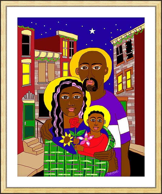 Wall Frame Gold, Matted - Holy Family in Baltimore by Br. Mickey McGrath, OSFS - Trinity Stores