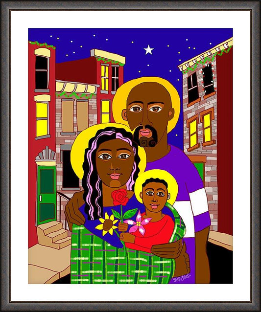 Wall Frame Espresso, Matted - Holy Family in Baltimore by Br. Mickey McGrath, OSFS - Trinity Stores