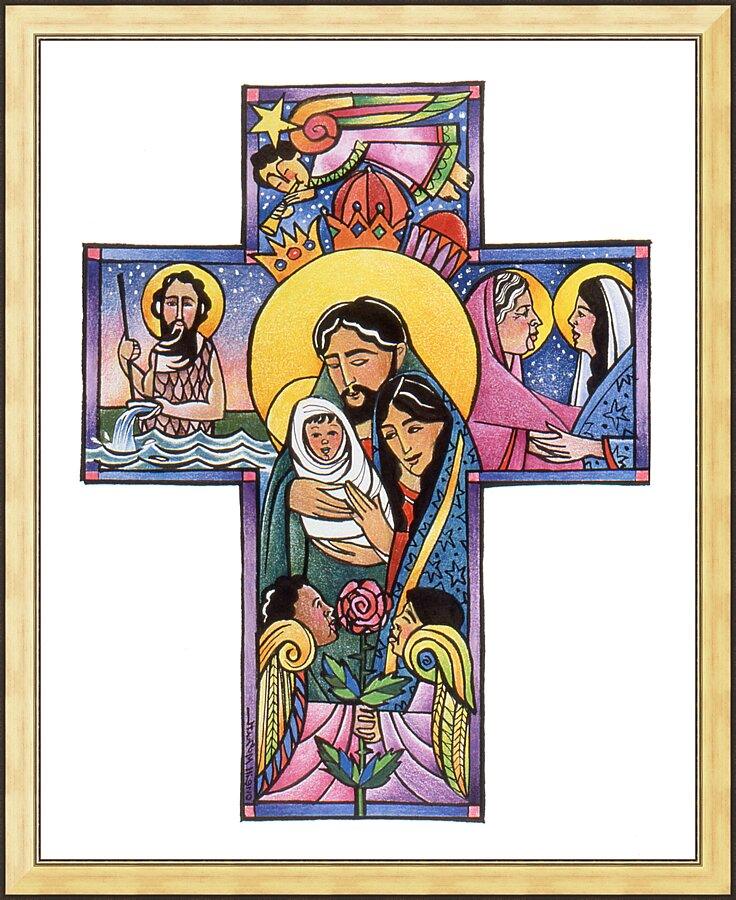 Wall Frame Gold - Holy Family Cross by Br. Mickey McGrath, OSFS - Trinity Stores