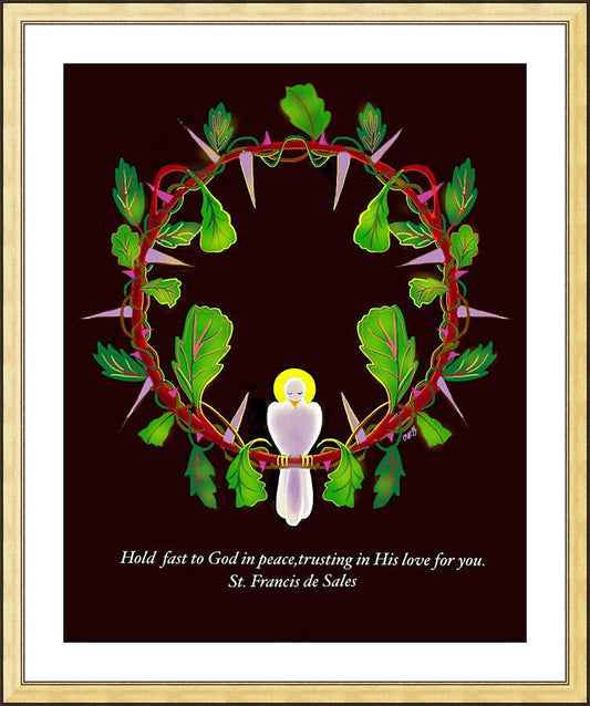 Wall Frame Gold, Matted - Hold Fast to God by Br. Mickey McGrath, OSFS - Trinity Stores