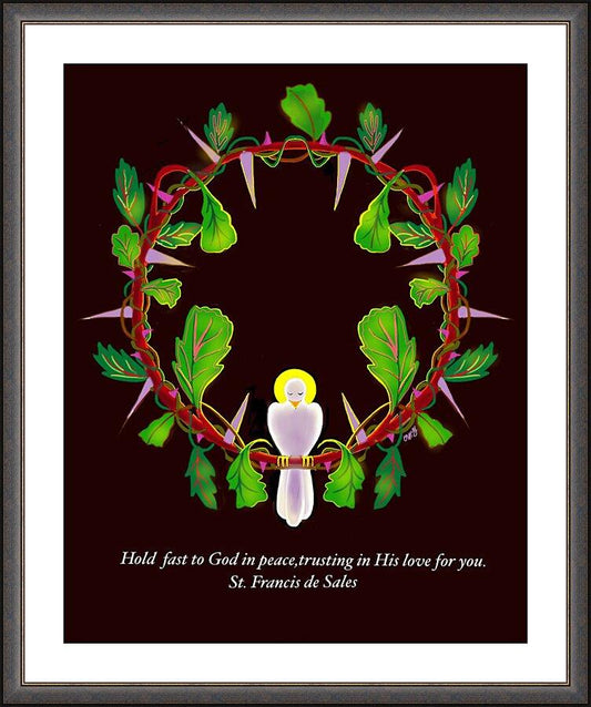 Wall Frame Espresso, Matted - Hold Fast to God by Br. Mickey McGrath, OSFS - Trinity Stores