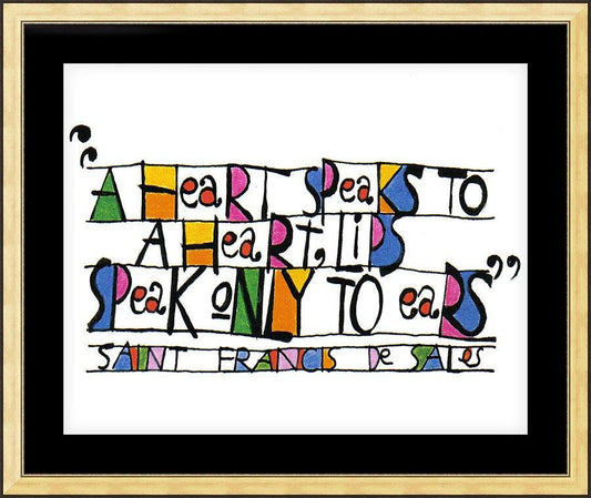 Wall Frame Gold, Matted - Heart Speaks To Heart by Br. Mickey McGrath, OSFS - Trinity Stores