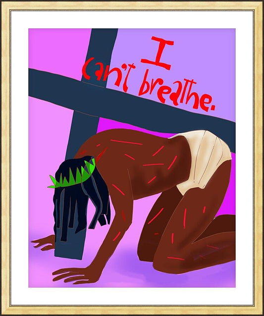 Wall Frame Gold, Matted - I Can't Breathe by Br. Mickey McGrath, OSFS - Trinity Stores