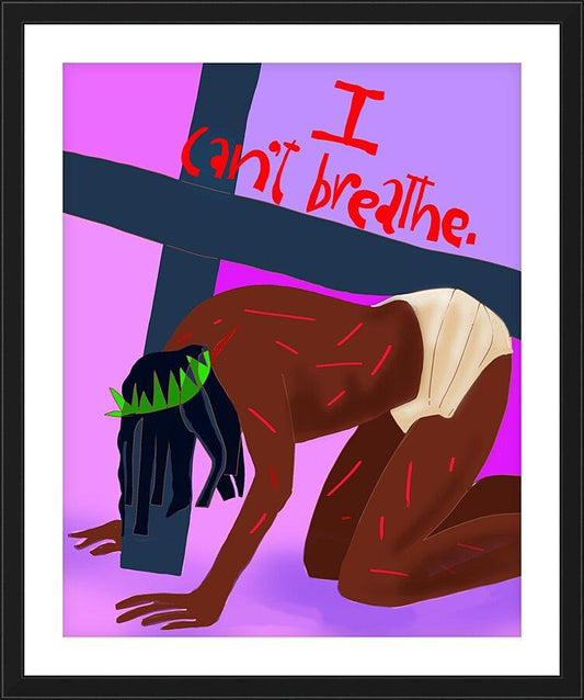 Wall Frame Black, Matted - I Can't Breathe by Br. Mickey McGrath, OSFS - Trinity Stores