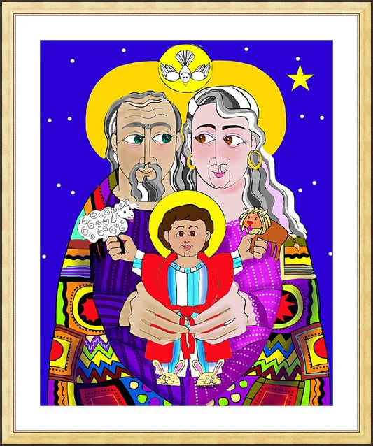 Wall Frame Gold, Matted - Sts. Ann and Joachim, Grandparents with Jesus by Br. Mickey McGrath, OSFS - Trinity Stores