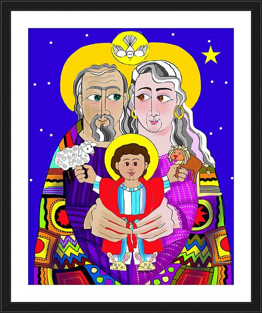 Wall Frame Black, Matted - Sts. Ann and Joachim, Grandparents with Jesus by Br. Mickey McGrath, OSFS - Trinity Stores
