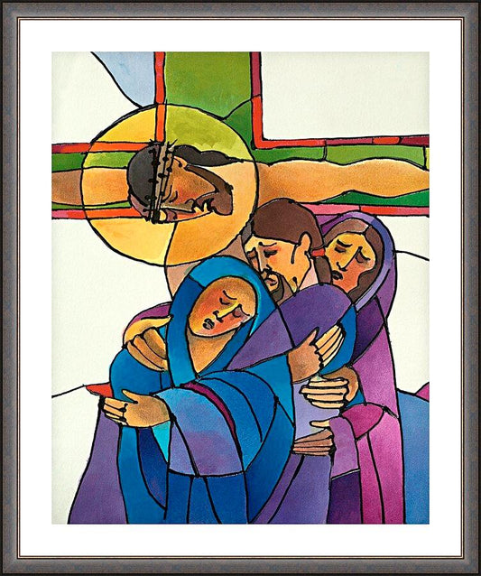 Wall Frame Espresso, Matted - Stations of the Cross - 12 Jesus Dies on the Cross by Br. Mickey McGrath, OSFS - Trinity Stores