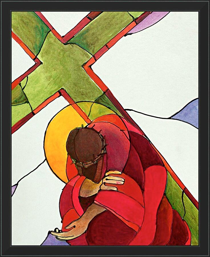 Wall Frame Black - Stations of the Cross - 9 Jesus Falls a Third Time by Br. Mickey McGrath, OSFS - Trinity Stores