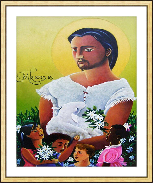 Wall Frame Gold, Matted - Jesus and the Holy Innocents by Br. Mickey McGrath, OSFS - Trinity Stores