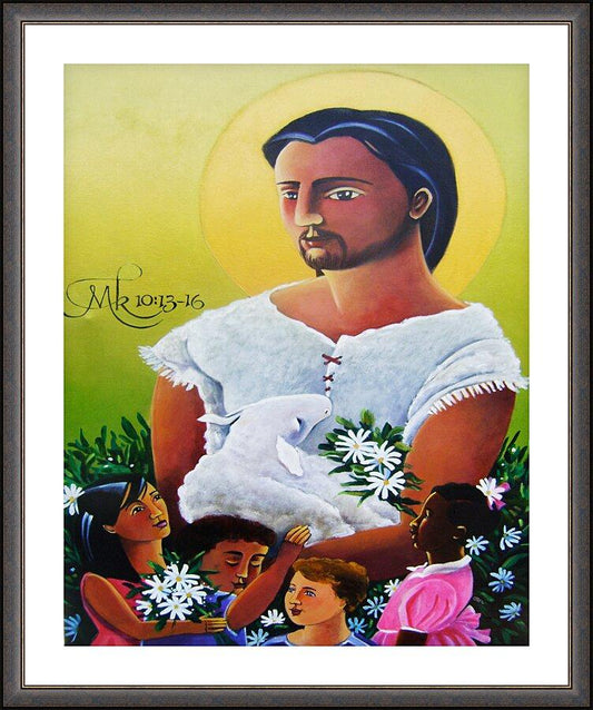 Wall Frame Espresso, Matted - Jesus and the Holy Innocents by Br. Mickey McGrath, OSFS - Trinity Stores